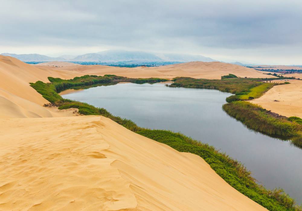 Laguna de Morón en el desierto de Pisco.