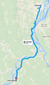 Mapa cataratas del Breo, San Martín.