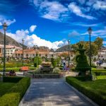 The plaza des armas in Huamachuco, Peru.